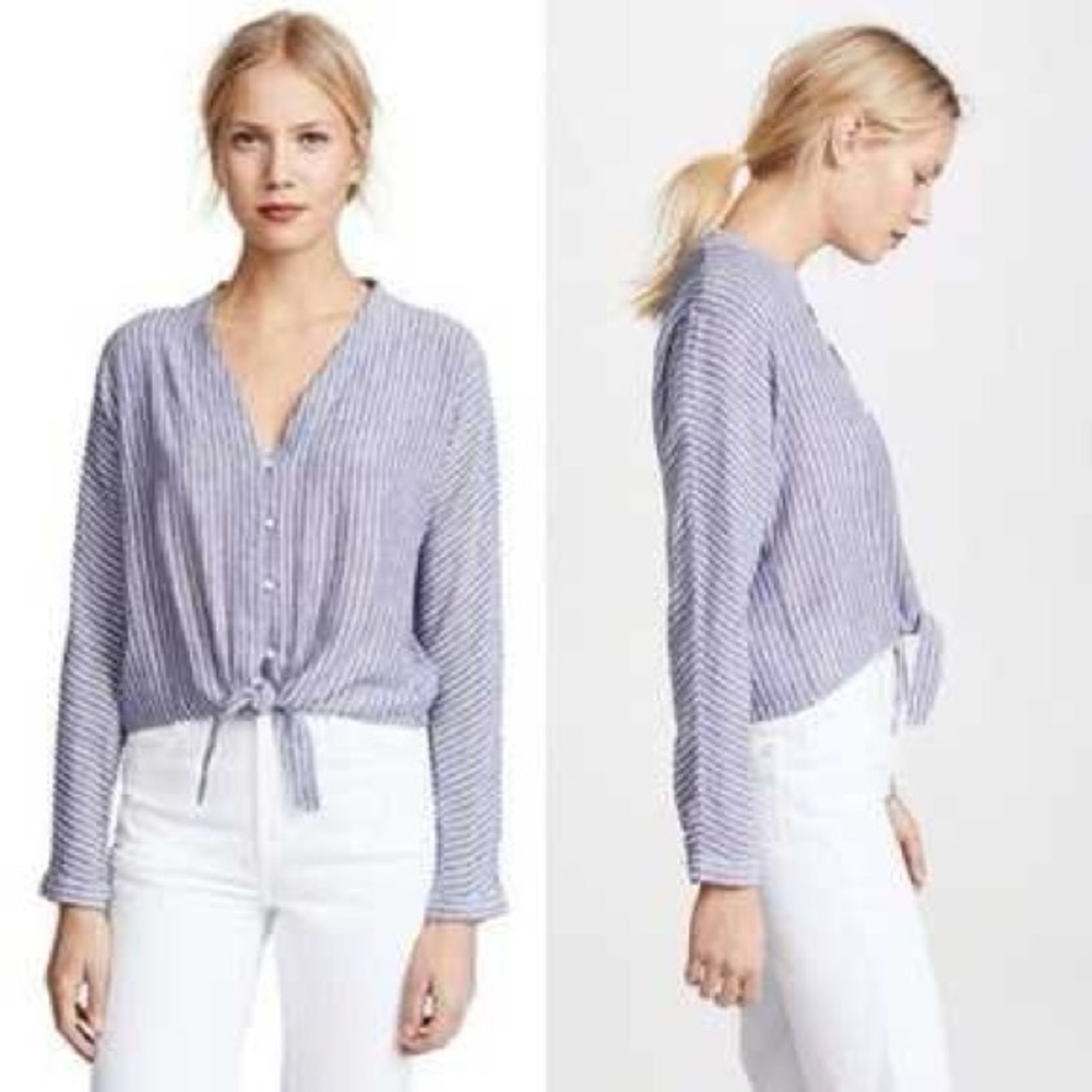 Rails Size medium Lightweight Long Sleeve Blue/White Striped V-Neck shirt top